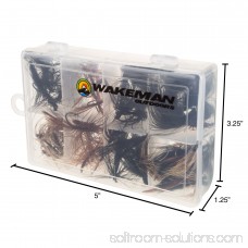 Fly Fishing Lures- 50 Piece Natural Assorted Dry Insect Flies, Fishing Equipment for Catch and Release in Organizer Tool Box by Wakeman Outdoors 567050315